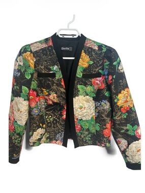 Vintage Women’s  Sporting Dress Cropped Floral Tapestry Jacket Blazer Size M/ 8